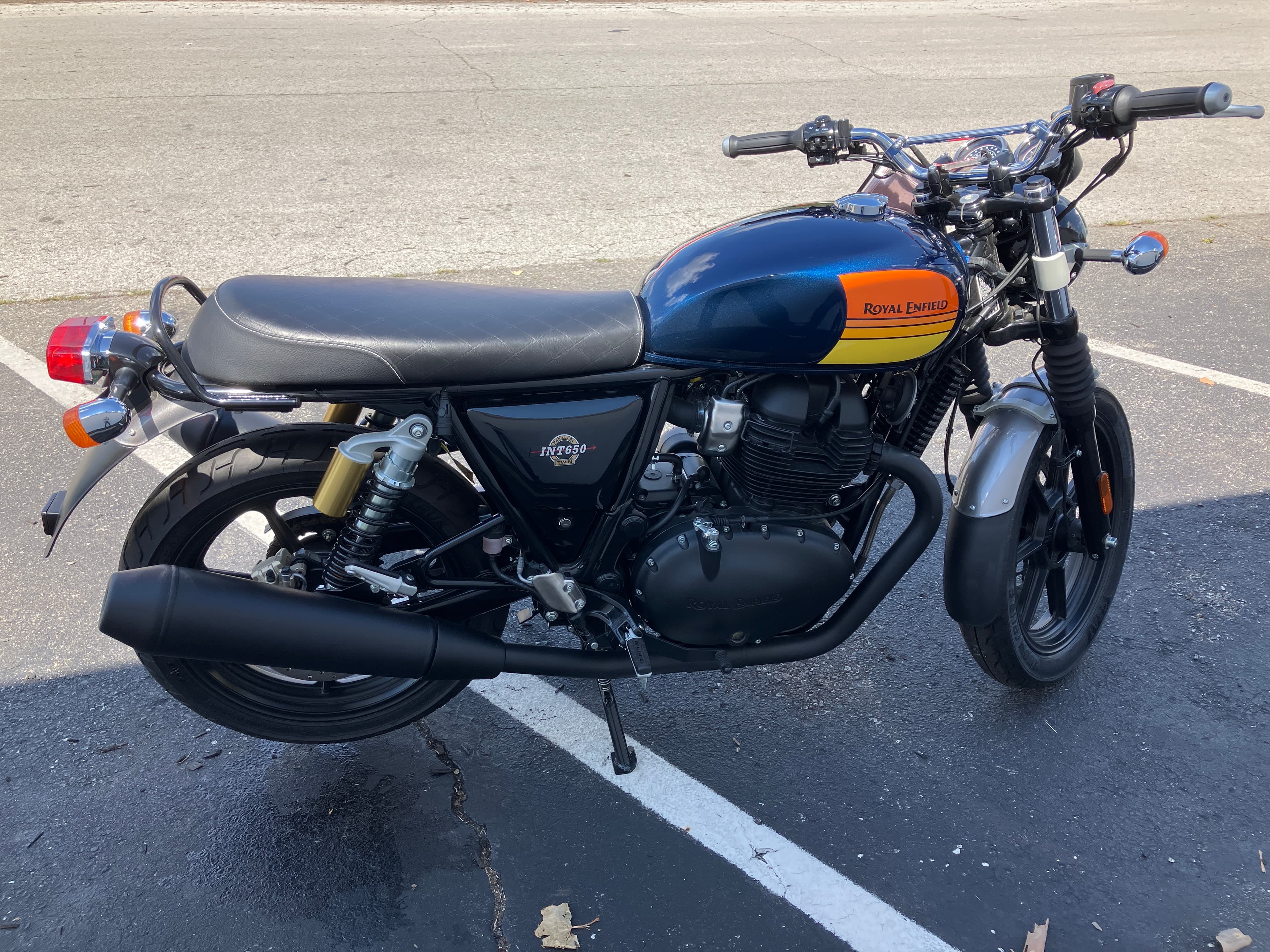 2024 Royal Enfield Interceptor 650 Barcelona Blue — right side profile